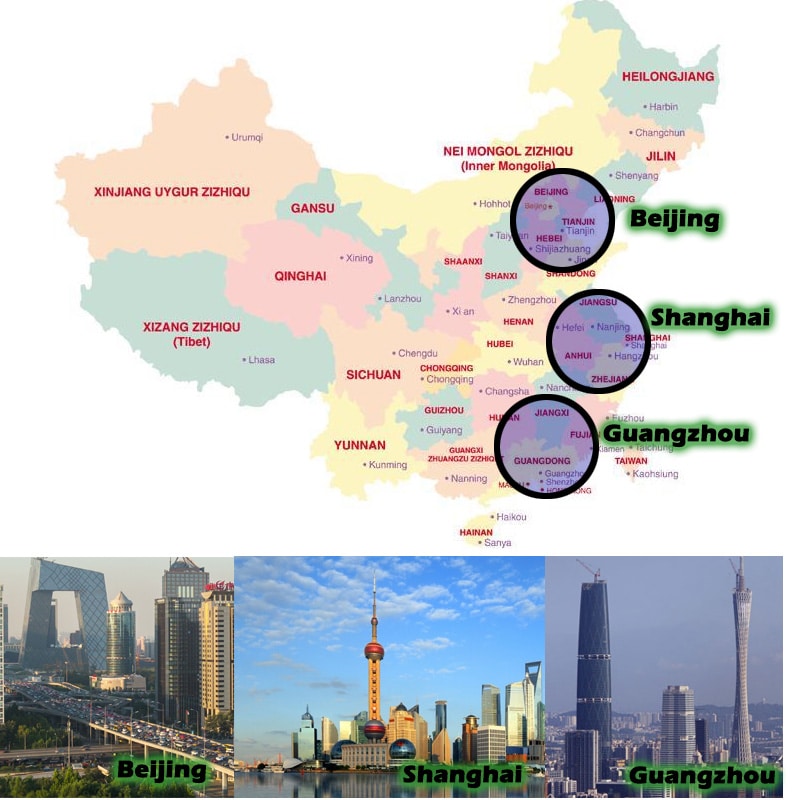 china 3 main cities