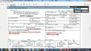 Customs Entry Summary with suggested Consignee and Importer of Record information