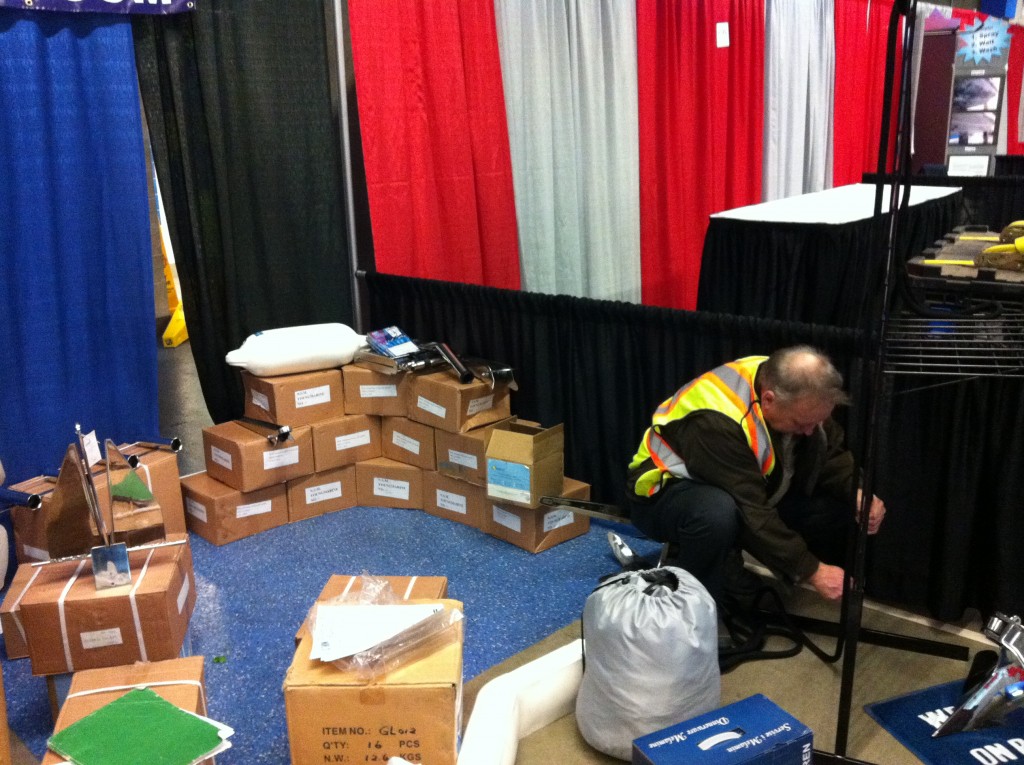 Setting up our booth at our first ever trade show in January 2012. I brought just 1 pallet of goods to this show. By 2016 I was bringing 10+ pallets to the very same show.