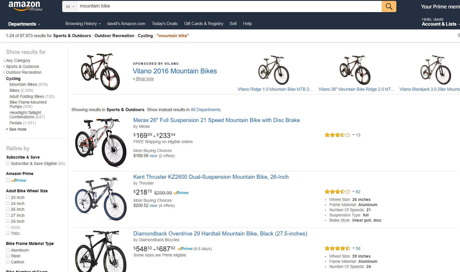 mountain bike search Amazon