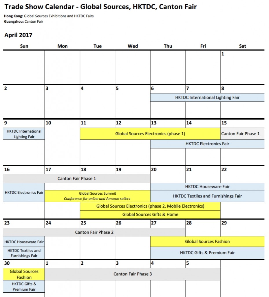 Trade Shows in China Schedule April