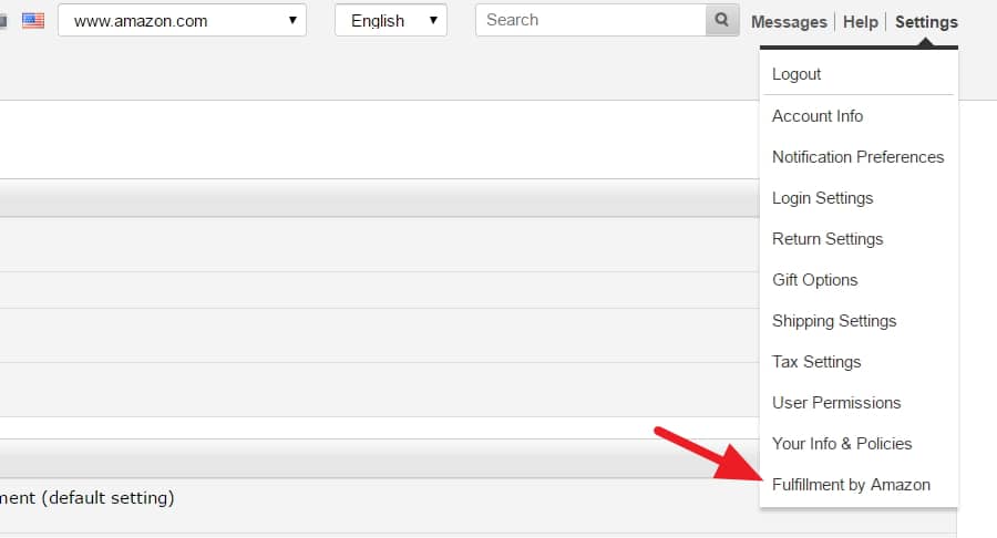 Step 1: Go to Settings -> Fulfillment by Amazon