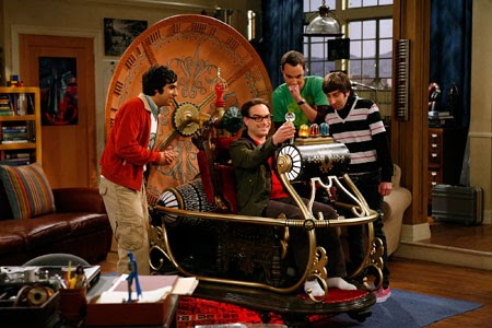 the cast of big bang theory using a time machine