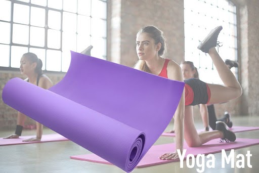 yoga mat with yoga studio background