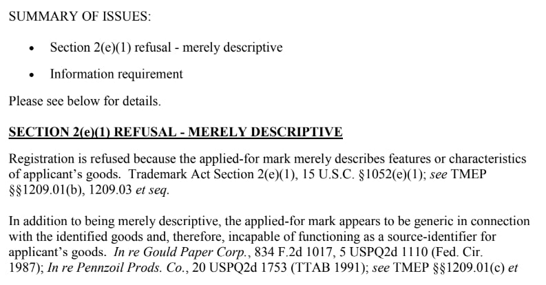 USPTO Rejection Letter