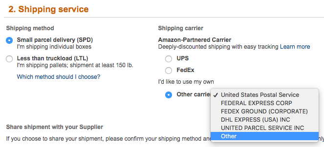 Amazon SPD other carrier
