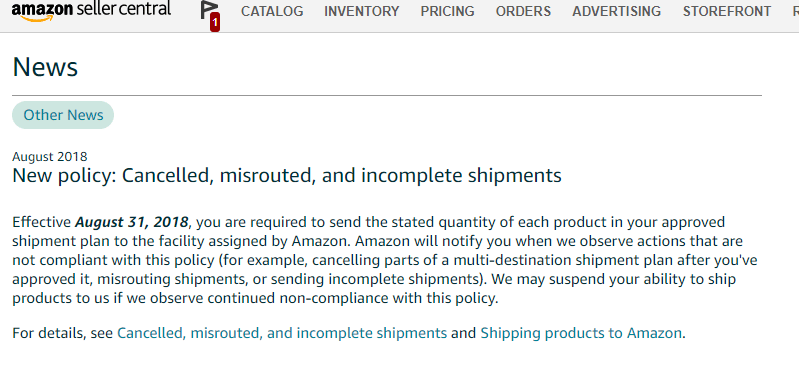 Amazon Shipping Policy Update