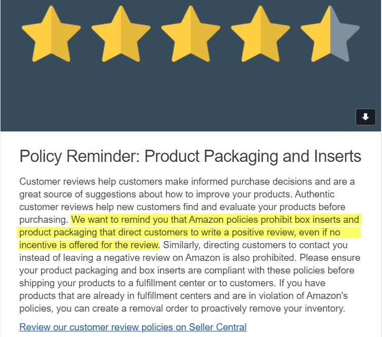 Amazon reviews and inserts