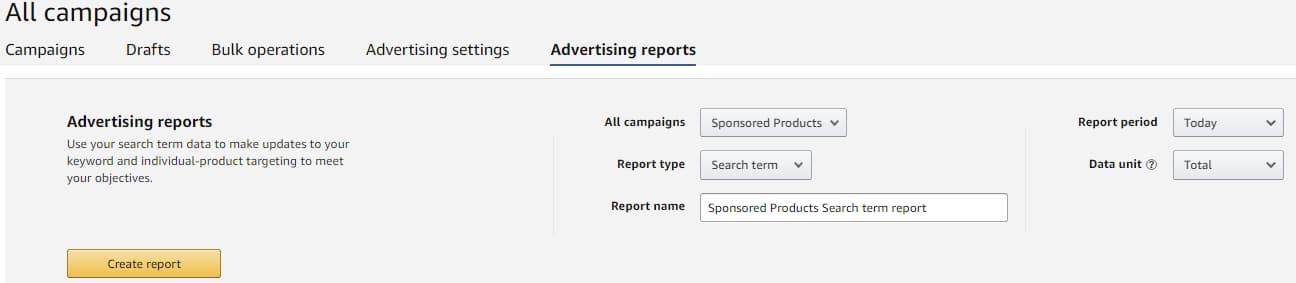 sponsored products advertising reports