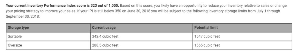 amazon inventory storage limits