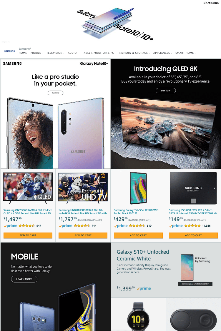 Samsung amazon Brand Store