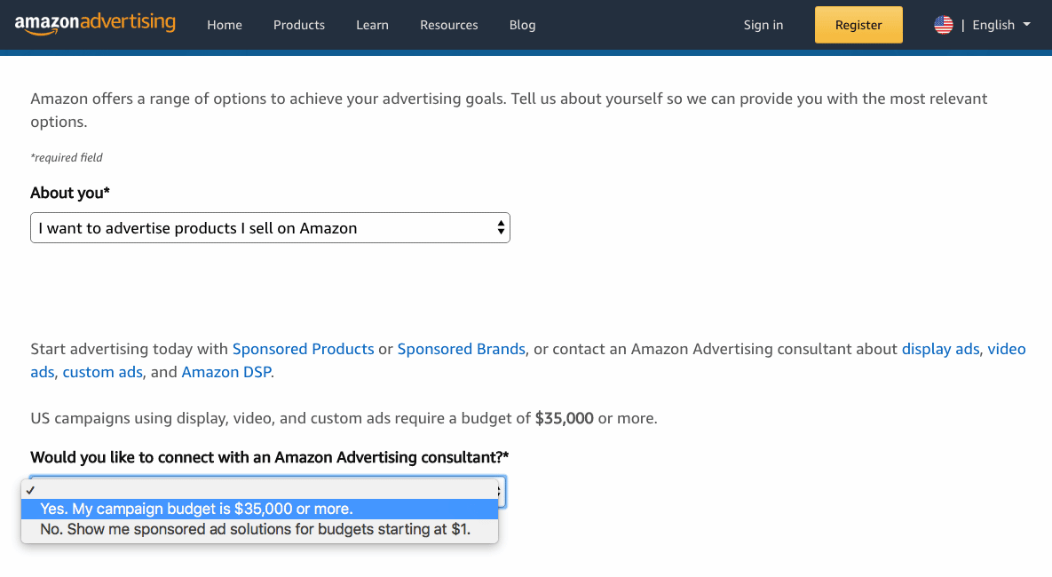 Amazon DSP sign up