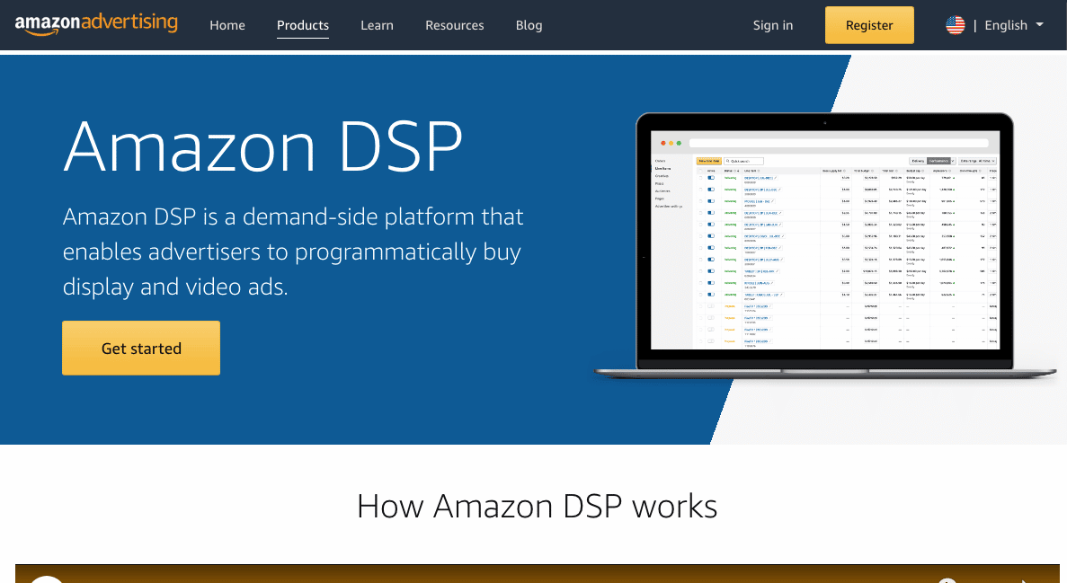 amazon DSP homepage
