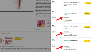 screenshot of amazon multiple sellers