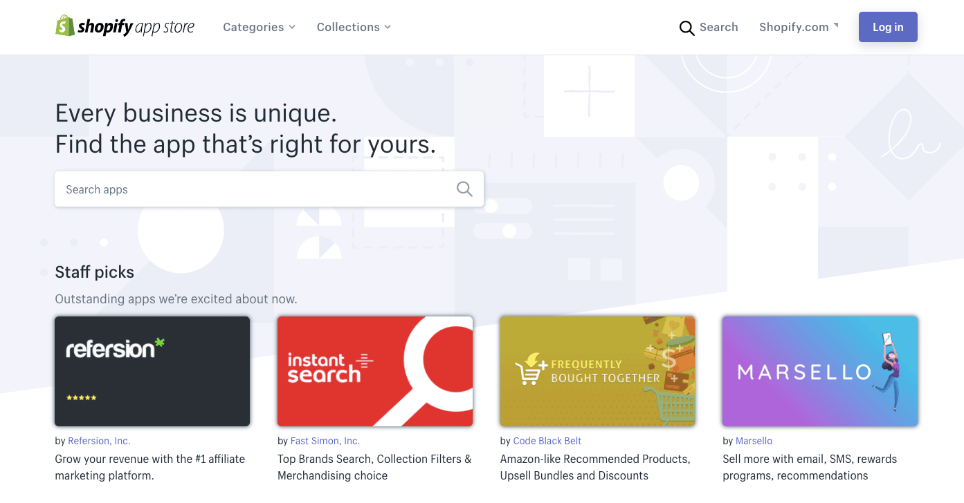 Shopify app store