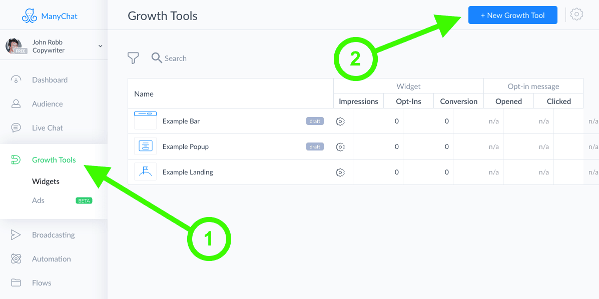 ManyChat Growth Tool