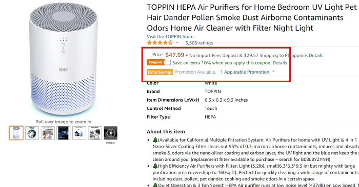 amazon extra savings sample