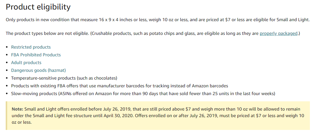 small and light restricted items
