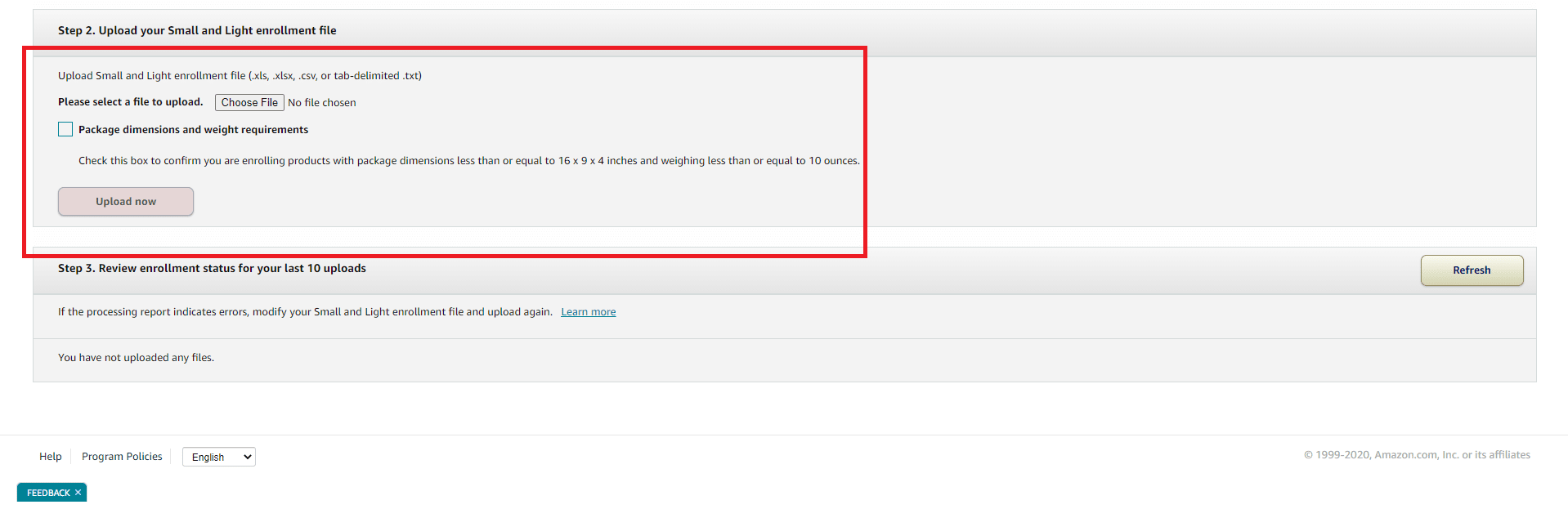 uploading and enrollment status