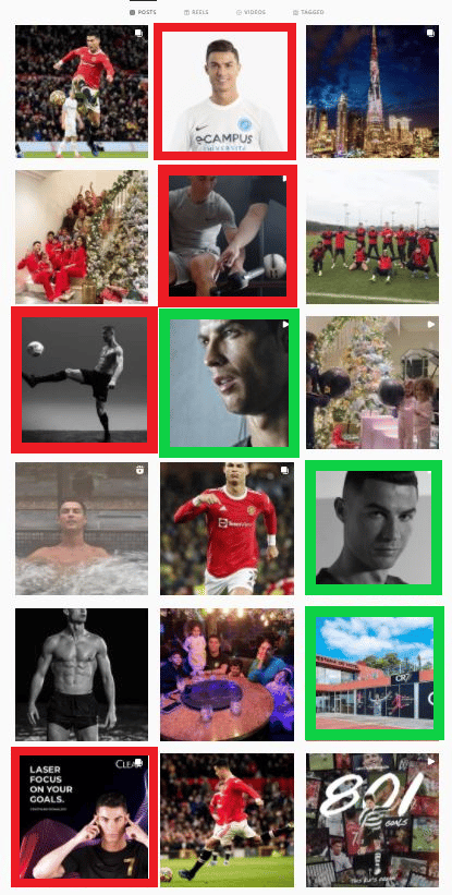 screenshot of cristiano ronaldo's instagram account