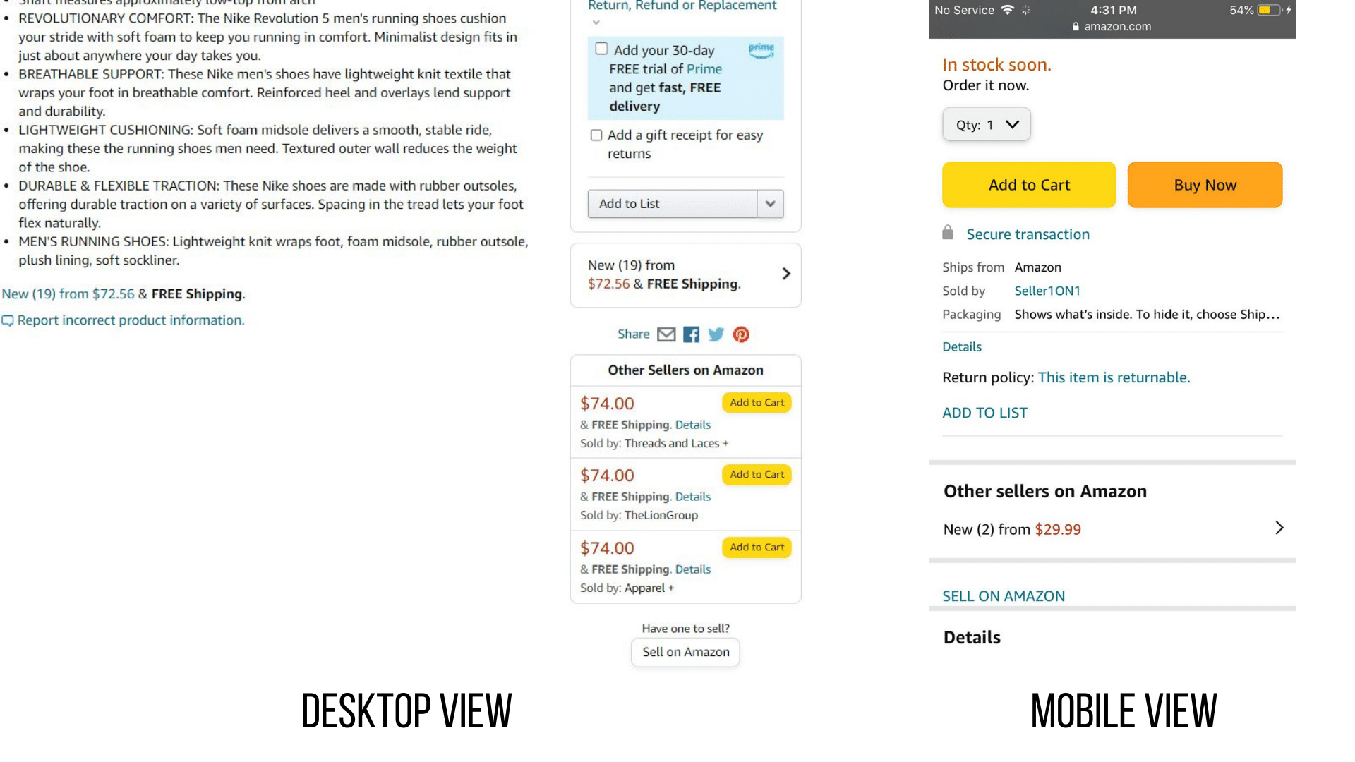 side by side mobile view vs desktop view