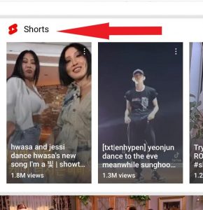 screenshot of youtube shorts