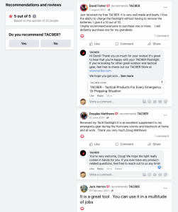 screenshot of review section on facebook