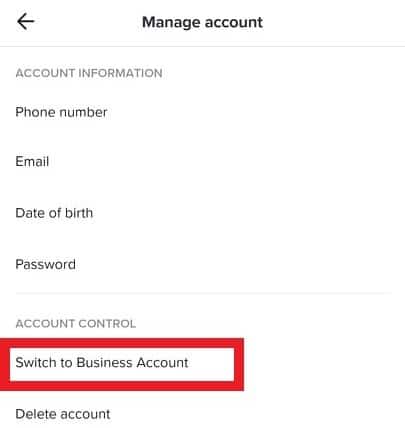 switch to business account from personal account