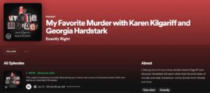 screenshot of favorite murder podcast
