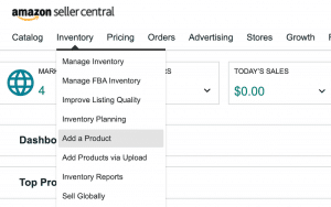 Click on "Inventory" and then "Add a Product.