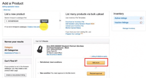 Search for the product you want to sell and click "Sell Yours."