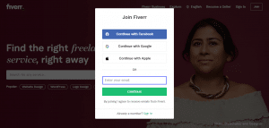 fiverr sign up