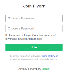 fiverr sign up