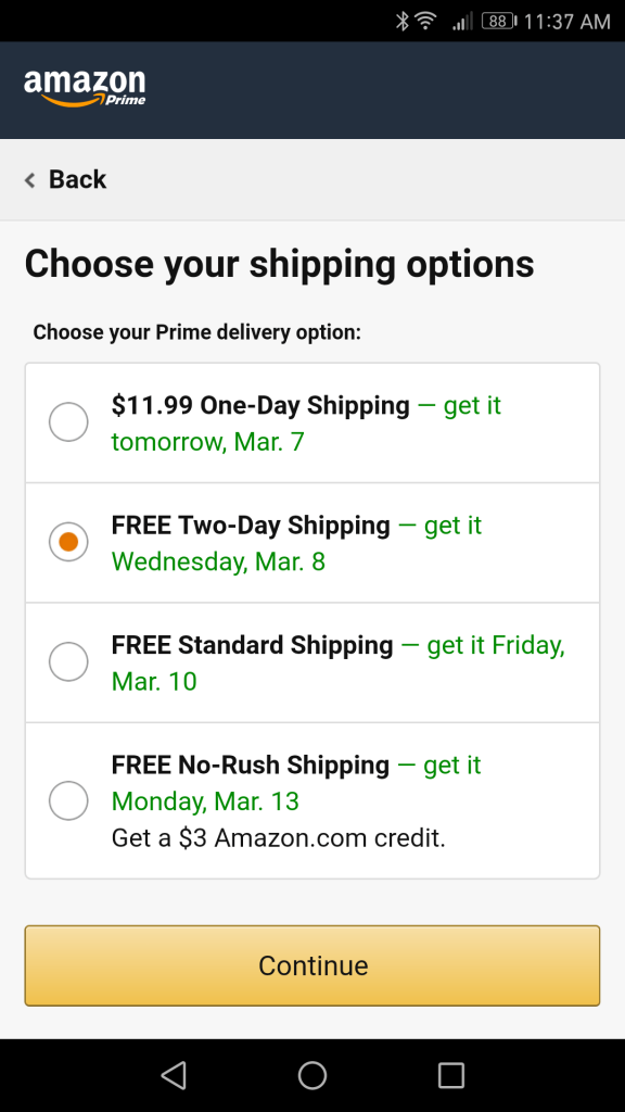amazon shipping options