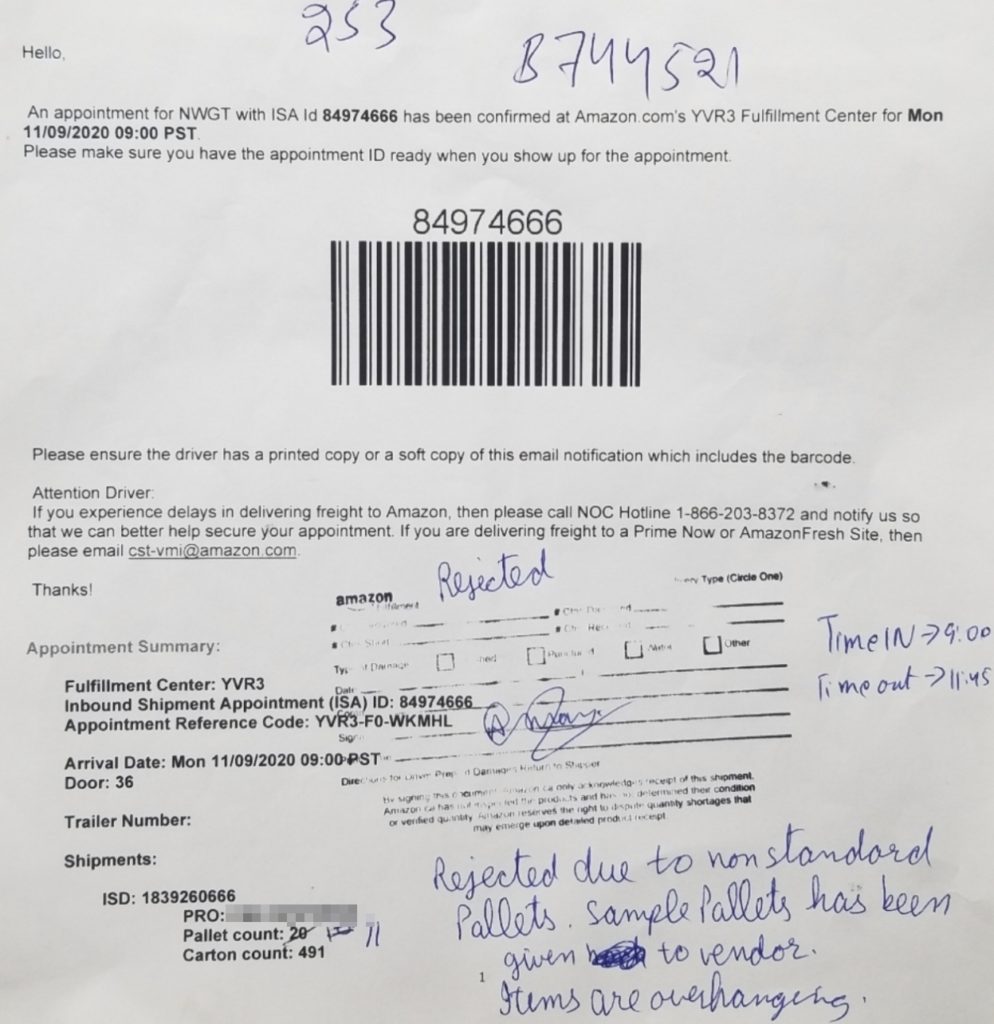 Amazon Rejected Freight