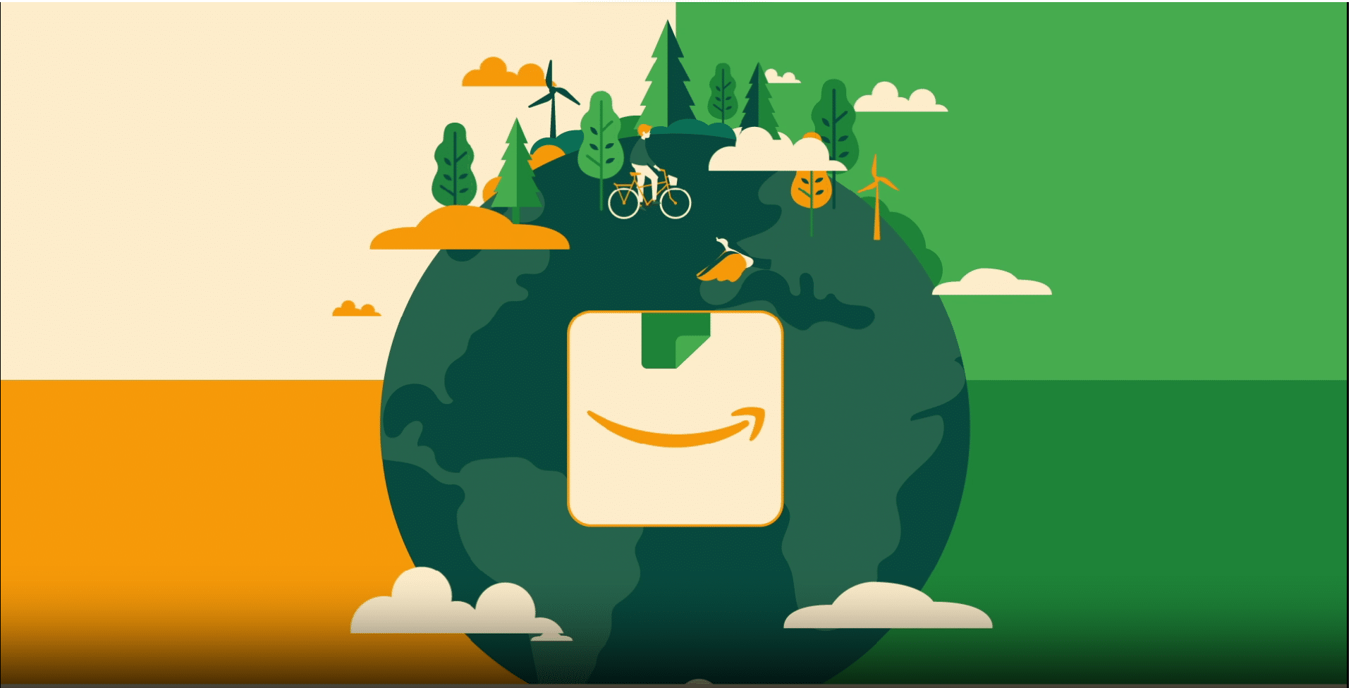 Photo of the world with Amazon logo on the middle