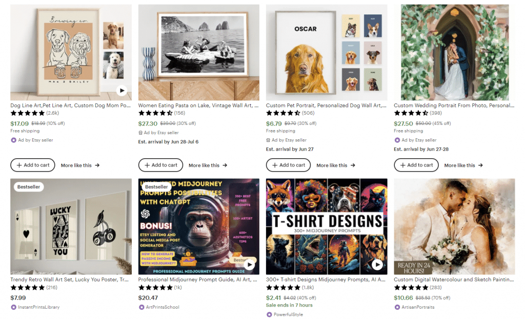 screenshot of etsy digital artwork