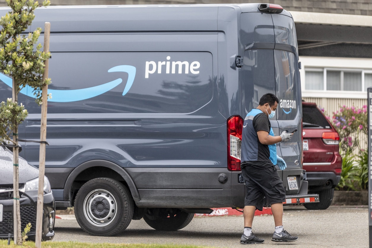 An Amazon Prime delivery driver