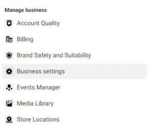 Click on "Business Settings"