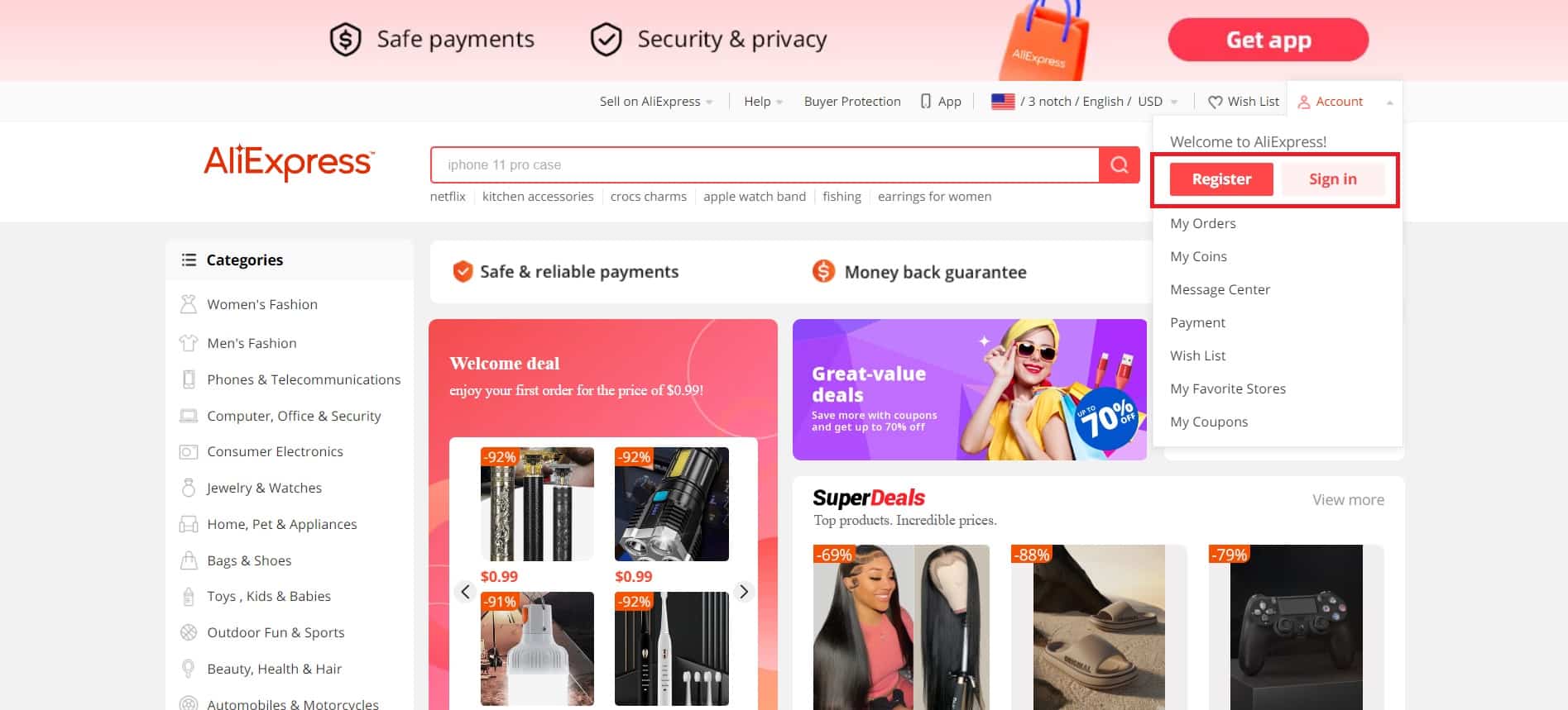 How to register on AliExpress