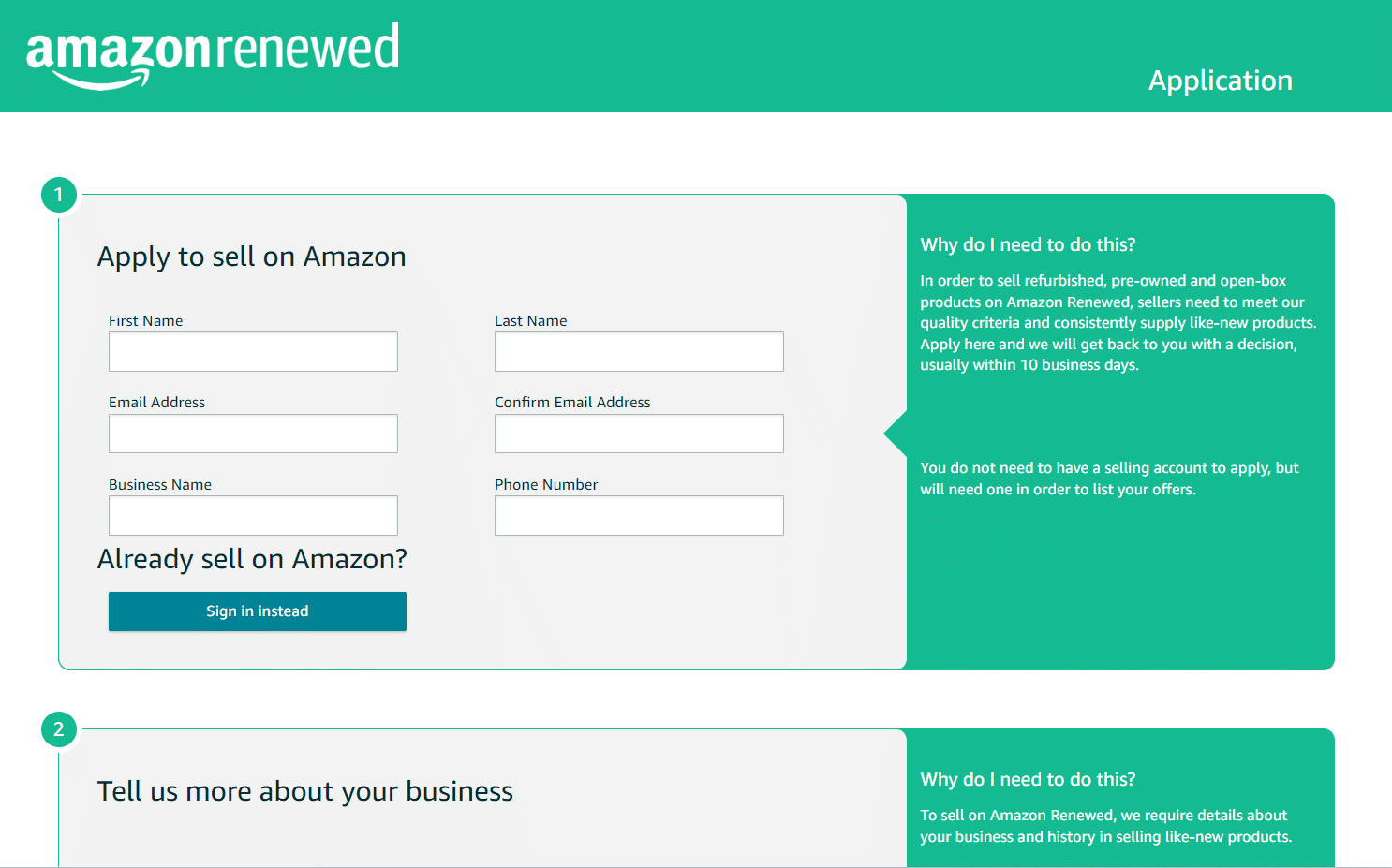 Amazon Renewed form screenshot
