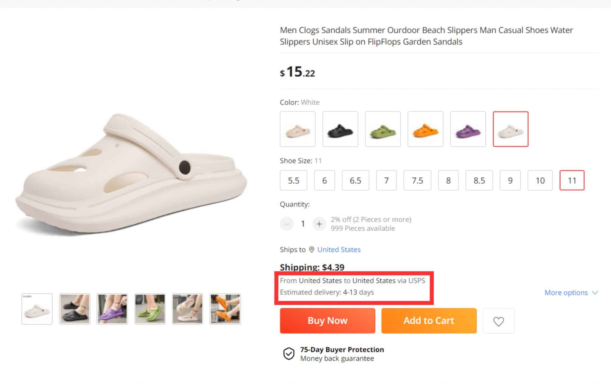 Find out how long items will be delivered on AliExpress