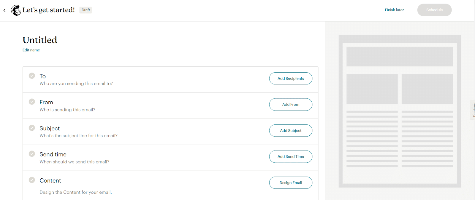 screenshot of Mailchimp's email customization page