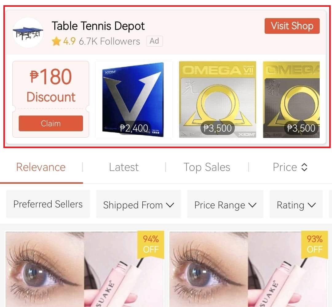 Shopee product with Mainland China as its location.