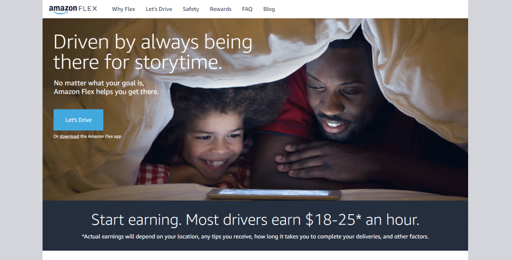 Amazon Flex App website homepage