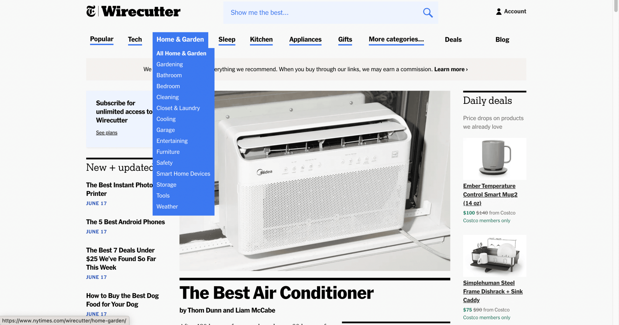 screenshot of wirecutter