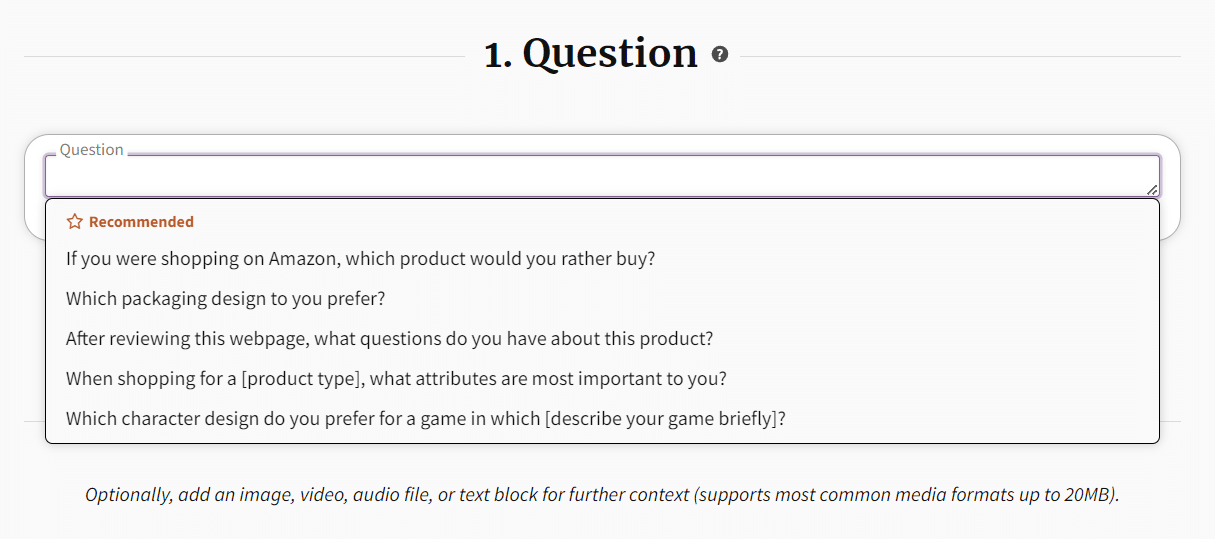 questions to ask on PickFu survey