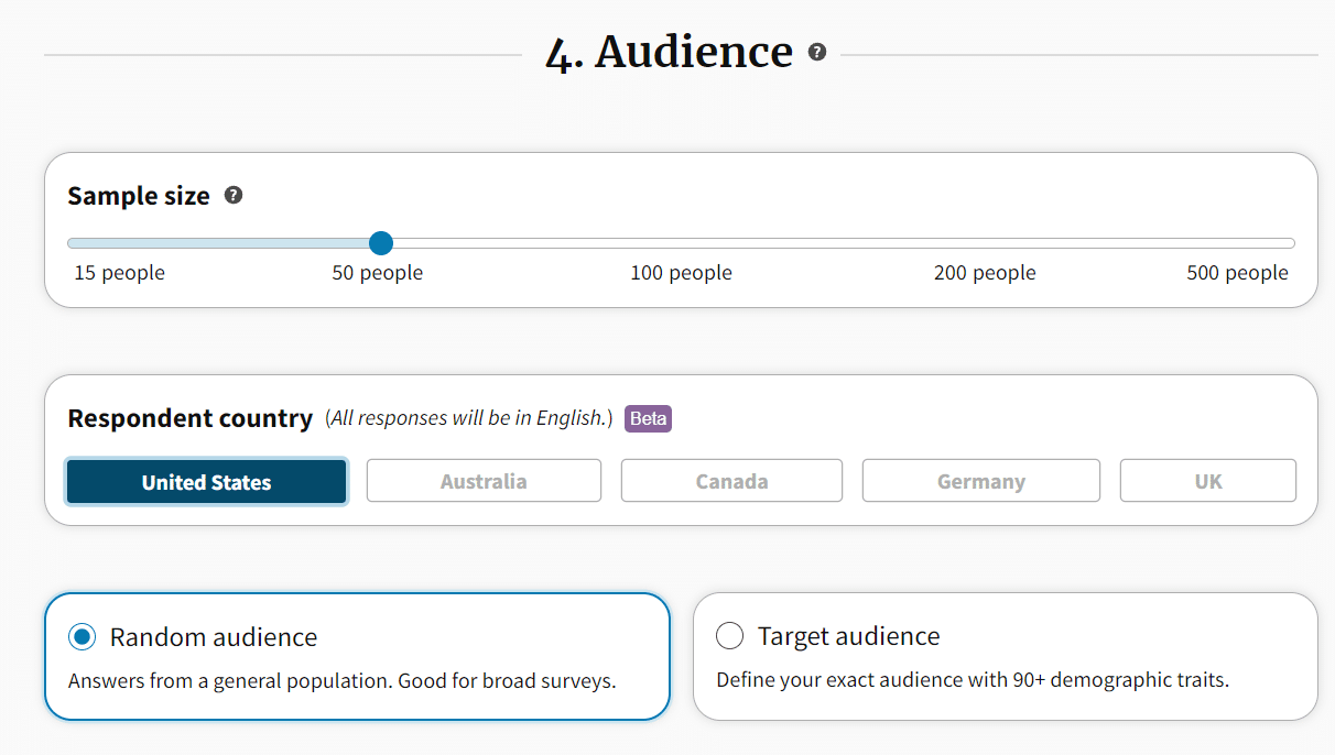 choosing an audience on PickFu.