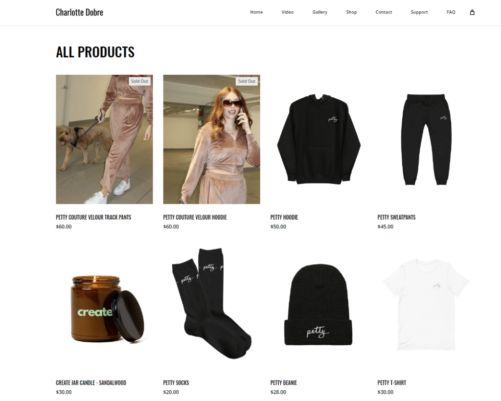 Charlotte Dobre's Petty Merchandise Website