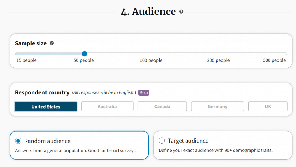 Pickfu website audience section